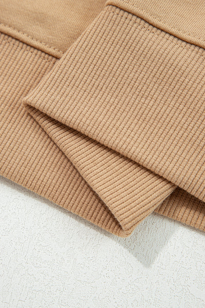 Navy Blue Preppy Striped Sleeve Loose Sweatshirt