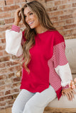 Striped Patchwork Sleeve Colorblock Sweatshirt- 3 Colors