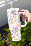 White Bow Print Large Stainless Steel Tumbler