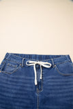 Plus Size Acid Wash Lace-Up Jeans- 4 Colors