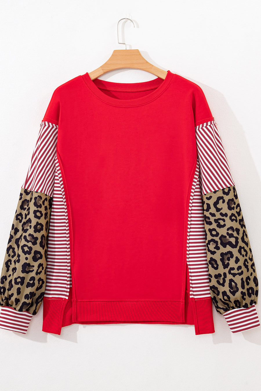 Striped Patchwork Sleeve Colorblock Sweatshirt- 3 Colors