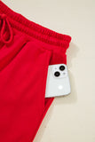 Varsity Striped Sleeve Drop Shoulder Sweatshirt and Shorts Set- 5 Colors