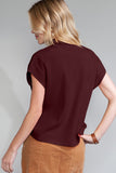 Green Pocket Ribbed Knit Short Sleeve Sweater- 9 Colors