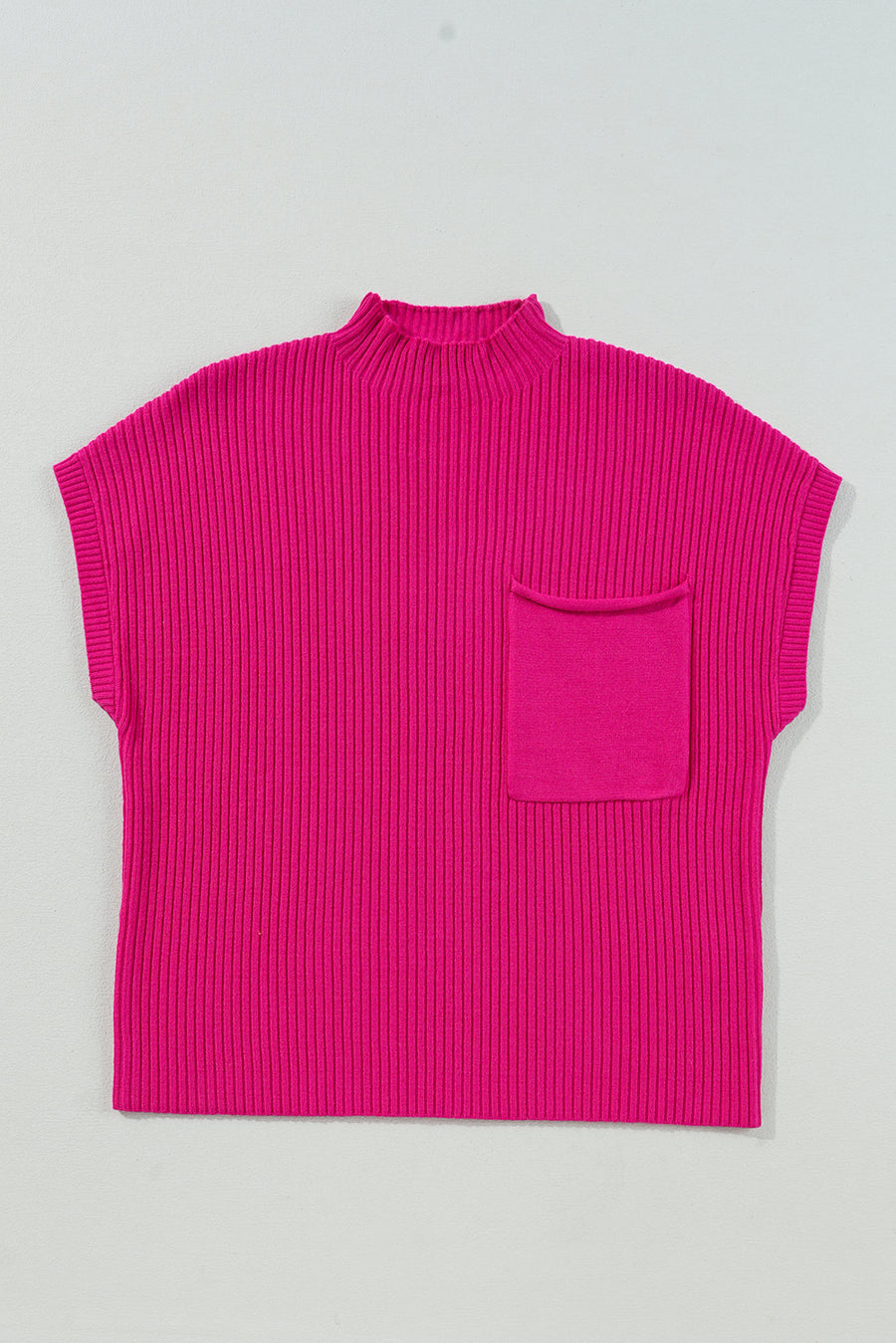 Green Pocket Ribbed Knit Short Sleeve Sweater- 9 Colors