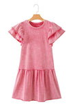 Sachet Pink Mineral Wash Raw Edge Ruffle Mini Dress
