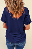 Navy Blue Coquette Bows America Short Sleeve Graphic T-Shirt