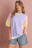 Pastel Color Block Patchwork Oversized T-Shirt