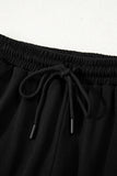 Varsity Striped Sleeve Drop Shoulder Sweatshirt and Shorts Set- 5 Colors