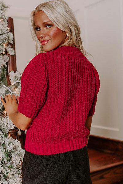 Plaid Lace-Up Puff Short Sleeve Sweater- 2 Colors