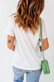 White Boot Stitch Pattern Heat Transfer Printing Cotton Blend Tee