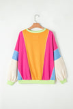 Color Block Patchwork Drop Shoulder Sweatshirt with Pockets- 2 Colors