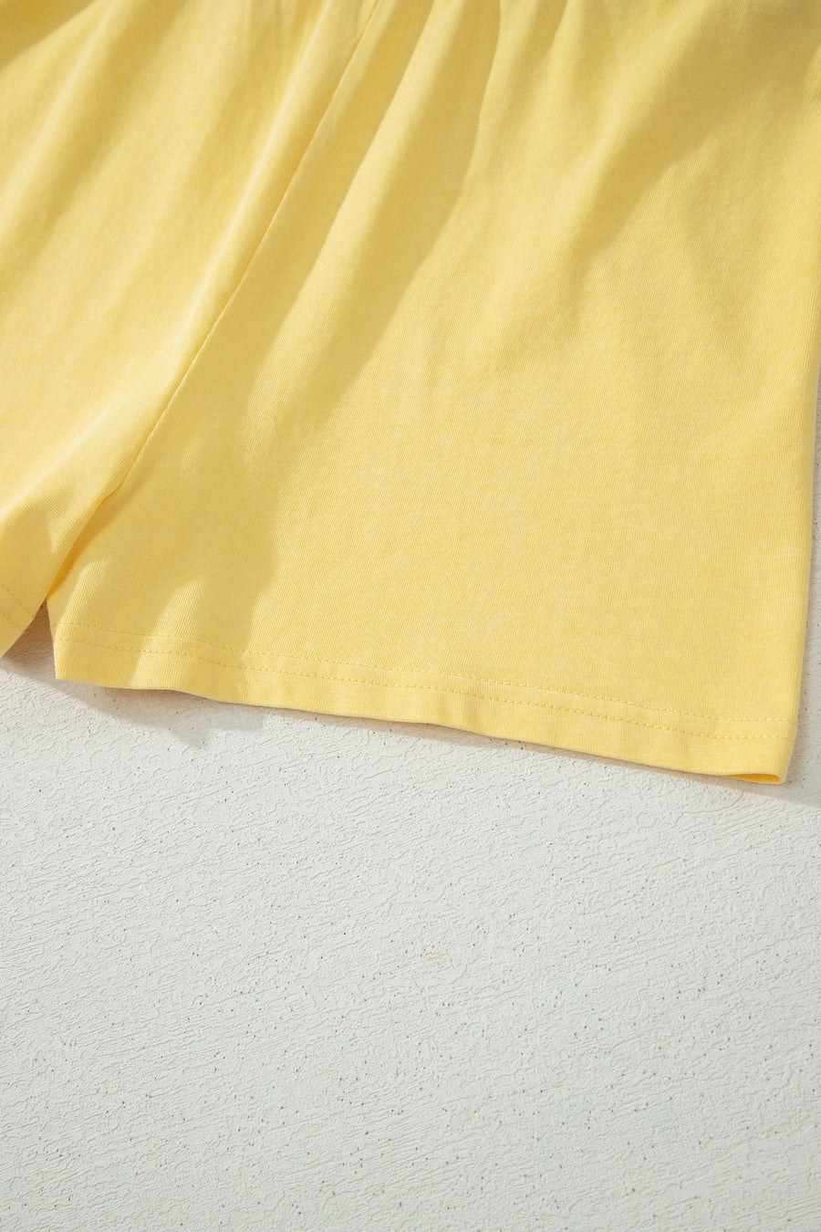 Yellow Cream Solid Color Washed Sleeveless Top Split Skort Cotton 2pcs Outfit