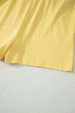 Yellow Cream Solid Color Washed Sleeveless Top Split Skort Cotton 2pcs Outfit