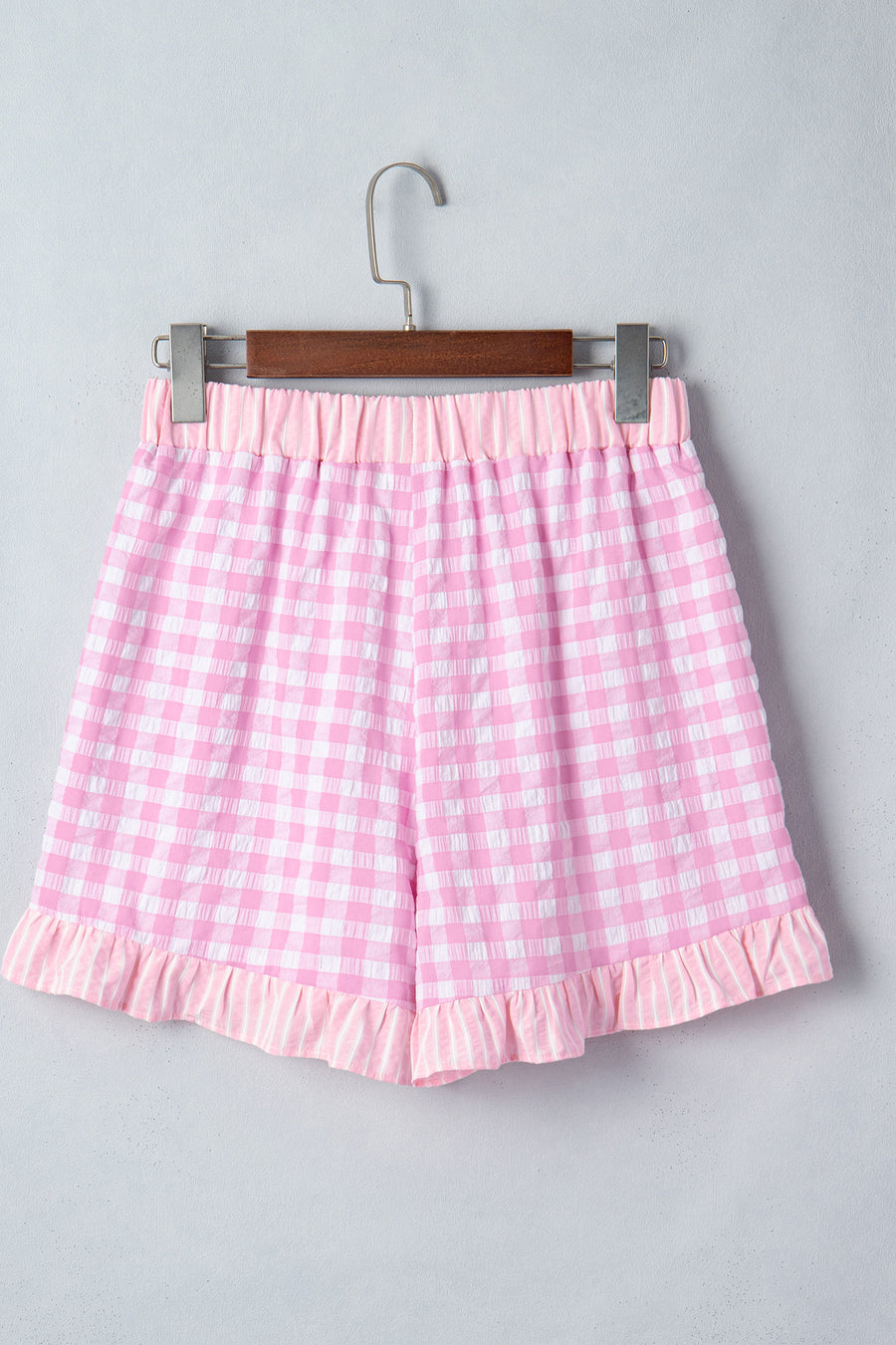 Gingham and Striped Ruffle Trim Lace Tie Shorts- 3 Colors