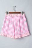 Gingham and Striped Ruffle Trim Lace Tie Shorts- 3 Colors