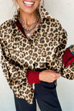 Khaki Leopard Print Button Long Sleeve Shirt