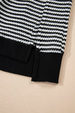 Striped Ribbed Exposed Seam Long Sleeve Oversized Top- 3 Colors