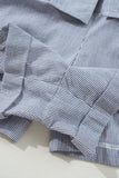 Railroad Striped Chest Pockets Button-Up Belted High-Waist Romper