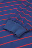 Striped Overlap Back Drop Shoulder Pullover Sweatshirt- 2 Colors