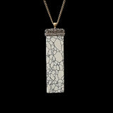 Gold Tone Natural Pendant Necklace with Accent Stones - White Howlite