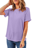 Basic Crew Neck Rolled Sleeve T-Shirt- 12 Colors