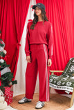 Varsity Striped Cropped Sweatshirt and Wide Leg Pants Matching Set- 5 Colors