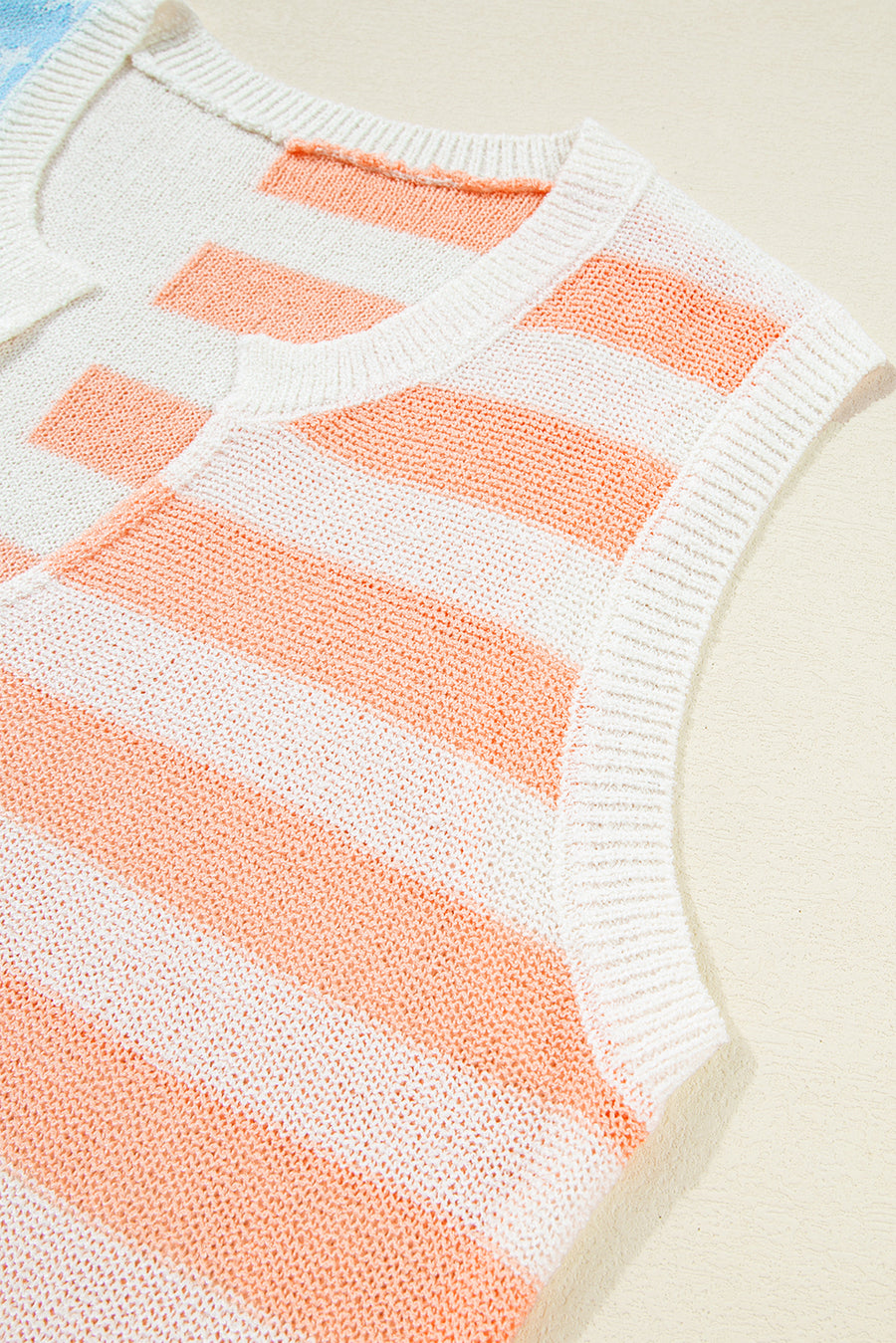 American Flag Notched Neck Loose Knit Vest- 2 Colors