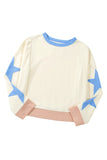 Star Patchwork Exposed Seam Oversized Sweatshirt- 3 Colors