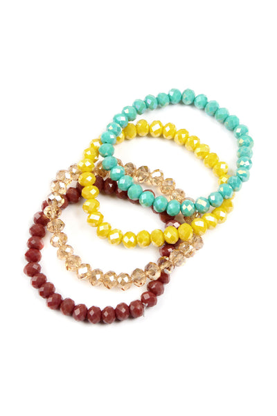 Four-Line Glass Beads Stretch Bracelet