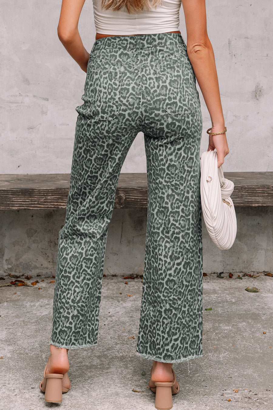Print Frayed Edge Wide Leg High-Waist Jeans- 7 Styles