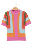 Color Block Openwork Knit T-Shirt