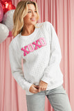 White Chenille Letter Patch Quilted Sweatshirt- 2 Styles
