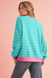 Striped Contrast Trim Oversized Sweatshirt- 4 Colors