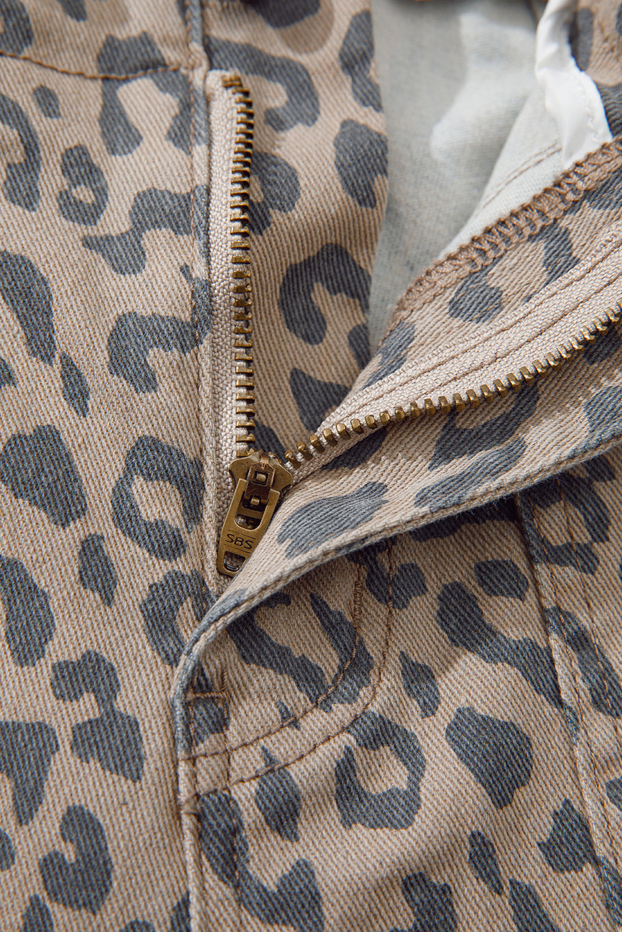 Leopard Print Drawstring Barrel Leg Jeans with Pockets- 2 Colors