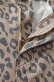 Leopard Print Drawstring Barrel Leg Jeans with Pockets- 2 Colors