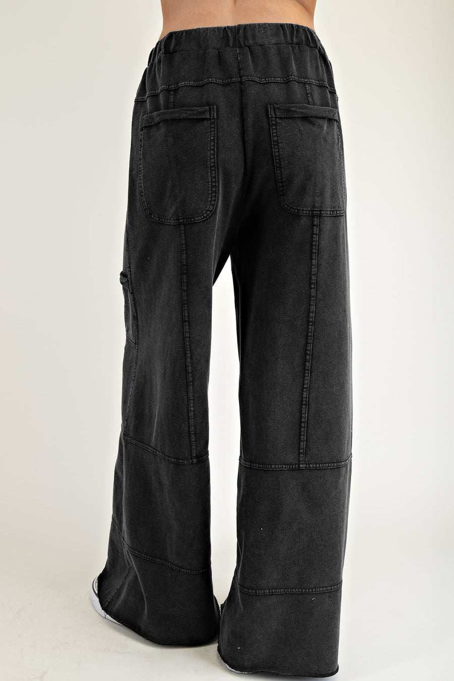 Mineral Wash Exposed Seam Wide Leg Cargo Pants- 3 Colors
