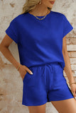 Textured Short Sleeve Top and Shorts Set- 7 Colors