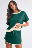 *Pre-Order* Color Block Drop Shoulder T-Shirt and Skort Set- 5 Colors