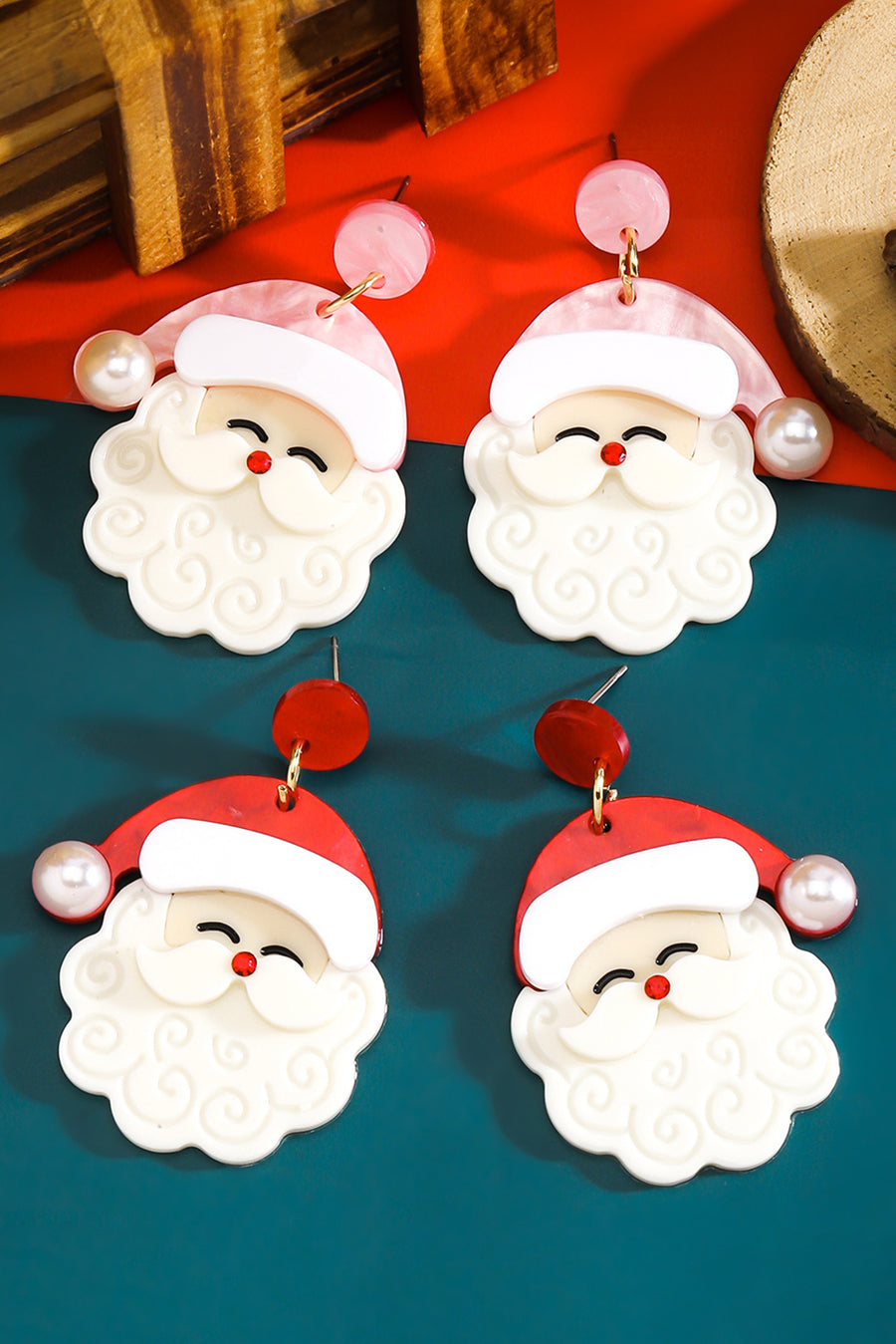 Pearl Santa Earrings- 2 Colors