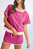 *Pre-Order* Color Block Drop Shoulder T-Shirt and Skort Set- 5 Colors