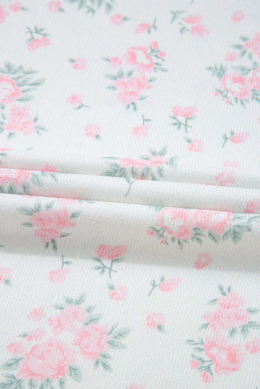 Pink Floral Print Lettuce Trim Short Sleeve Top and Shorts Pajama Set