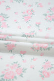 Pink Floral Print Lettuce Trim Short Sleeve Top and Shorts Pajama Set