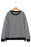 Striped Ribbed Exposed Seam Long Sleeve Oversized Top- 3 Colors
