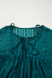Evergreen Sheer Lace Balloon Sleeve Babydoll Blouse