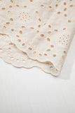 Apricot Plus Size V Neck Lacy Embroidery Patchwork Short Sleeve Maxi Dress