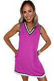 Contrast Trim V-Neck Sleeveless Mini Dress- 2 Colors
