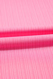 Bright Pink Textured Ruffle Trim Crop Top and Drawstring Skirt Set