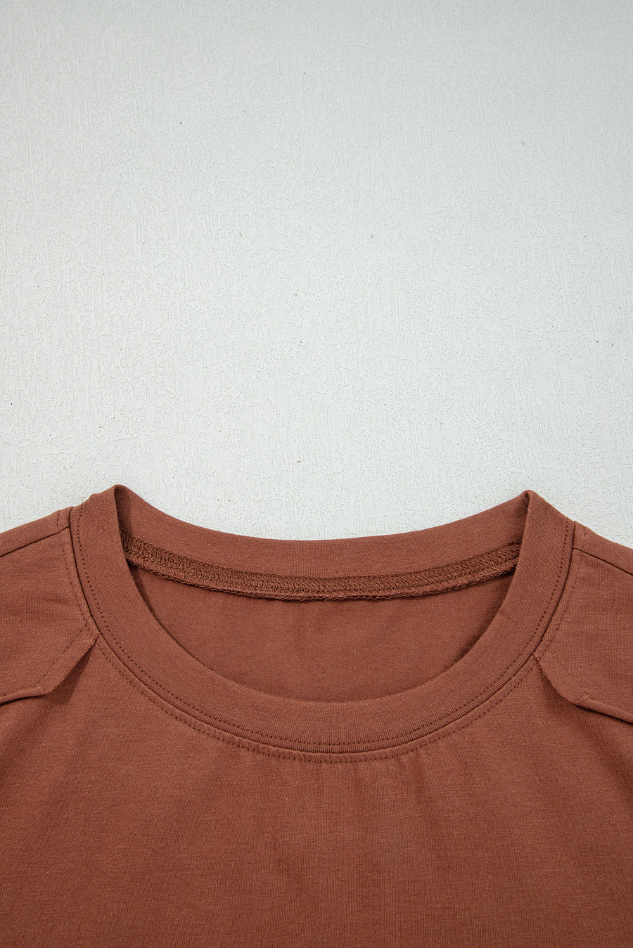 Chestnut Raw Seam Detail Solid Color Long Sleeve Top