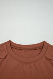 Chestnut Raw Seam Detail Solid Color Long Sleeve Top
