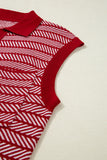 Striped Contrast Trim Sleeveless Collared Sweater- 3 Colors